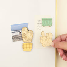 Load image into Gallery viewer, bunny ears cactus wooden houseplants pair of magnets
