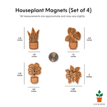Load image into Gallery viewer, Leaf &amp; Node - Houseplant Magnets (Sets of 4) - Wood Engraved
