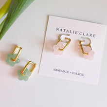 Load image into Gallery viewer, Natalie Clare Collections - Stone Flower Hoop Earrings: Rose Quartz
