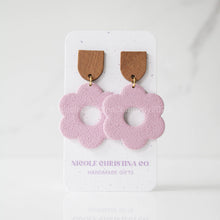 Load image into Gallery viewer, Nicole Christina Company - Polymer Clay Dangle Earrings-Large Daisies: Forest Green
