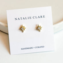 Load image into Gallery viewer, Natalie Clare Collections - Compass Star Stud Earrings: Clear
