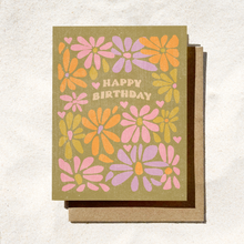 Load image into Gallery viewer, Daydream Prints - Happy Birthday Retro Flower | Hippie Birthday Card | Fall Gift
