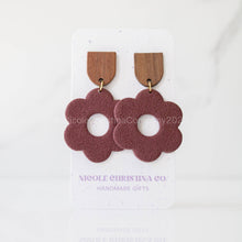 Load image into Gallery viewer, Nicole Christina Company - Polymer Clay Dangle Earrings-Large Daisies: Forest Green
