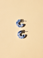 Load image into Gallery viewer, NAT + NOOR - Mali | Ocean | Blue + White Hoop Earrings | Small Size

