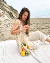 Load image into Gallery viewer, The &quot;One Tripper&quot; HUGE Mesh Market Bag | Zero Waste: Tropical Blue - Me Mother Earth
