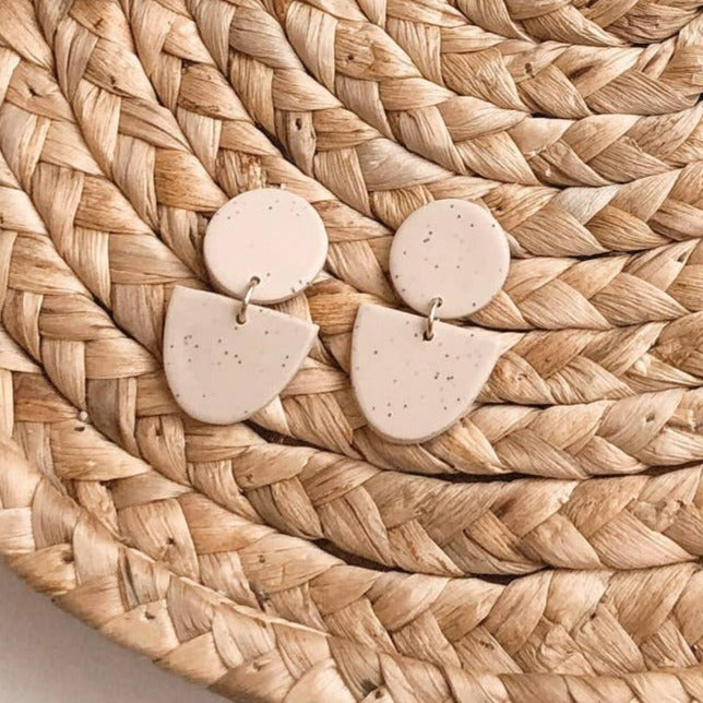 Museology Co. - Ruth Clay Earrings: Speckled linen