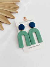 Load image into Gallery viewer, ClayThings Shoppe - Kaye in Aqua and Navy, Handmade Jewelry
