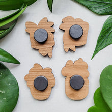 Load image into Gallery viewer, Leaf &amp; Node - Hoya Plant Magnets (Sets of 4) - Wood Engraved
