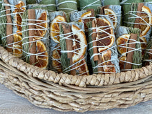Load image into Gallery viewer, Sage bundle w/ Orange Slices, Cinnamon &amp; Rosemary

