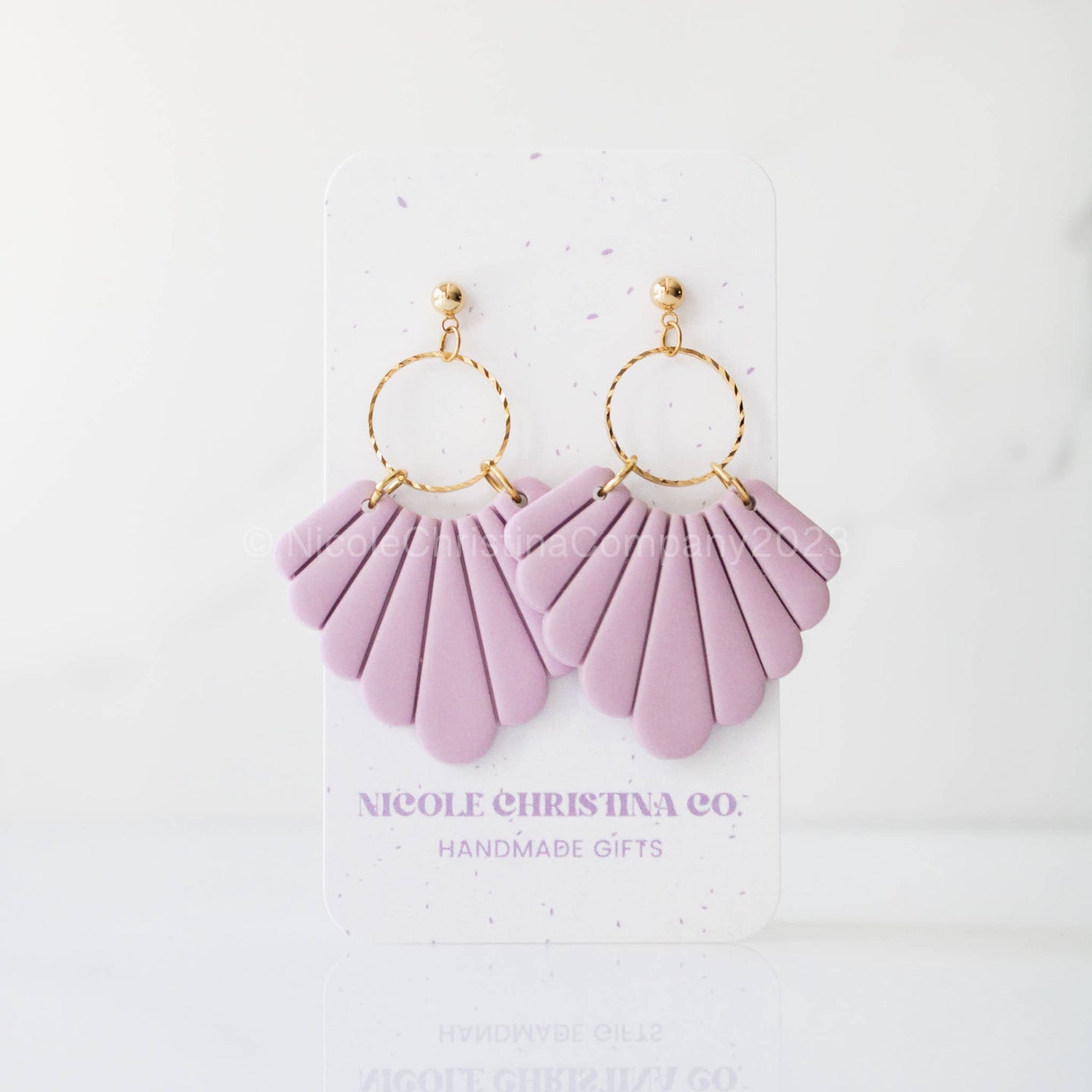 Nicole Christina Company - Polymer Clay Dangle Earrings-Willow: Dusty Lilac