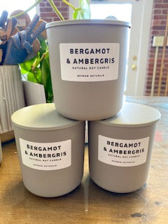 Bergamot & Ambergris 8oz. Soy Candle Lidded Matte Gray