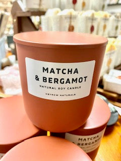 Matcha & Bergamot 8oz. Soy Lidded Matte Terracotta