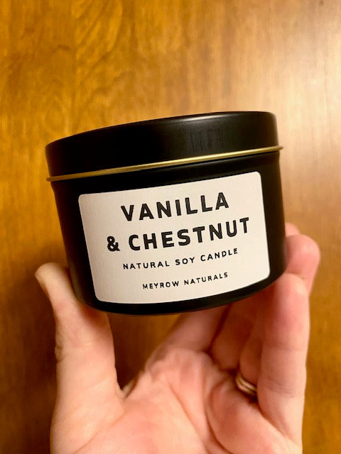 Vanilla & Chestnut 6oz Soy Tin Candle