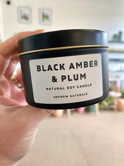 Black Plum & Amber 6oz. Soy Tin Candle