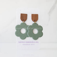 Load image into Gallery viewer, Nicole Christina Company - Polymer Clay Dangle Earrings-Large Daisies: Forest Green
