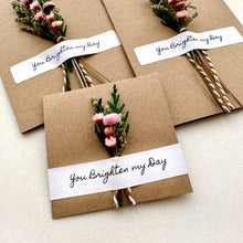 Load image into Gallery viewer, CA Studios - You Brighten My Day Pink Mini Dried Floral Bouquet Card
