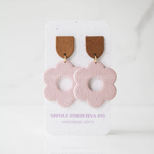 Load image into Gallery viewer, Nicole Christina Company - Polymer Clay Dangle Earrings-Large Daisies: Forest Green
