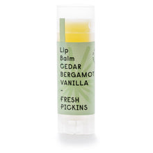 Load image into Gallery viewer, Fresh Pickins - Beeswax Lip Balm | Cedar Bergamot Vanilla | Natural (0.15oz)
