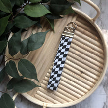 Load image into Gallery viewer, Keychain Black and White Checkered Flag Fabric Keychain, Key Fob, Racing, NASCAR
