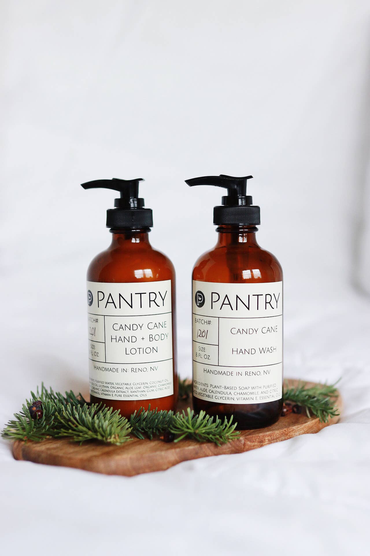 Pantry Products - Skin, Body, + Wellness - Holiday-Christmas, Natural Hand Soap Mint, Pine, Spice, 8 oz: Peppermint + Vanilla