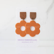 Load image into Gallery viewer, Nicole Christina Company - Polymer Clay Dangle Earrings-Large Daisies: Forest Green
