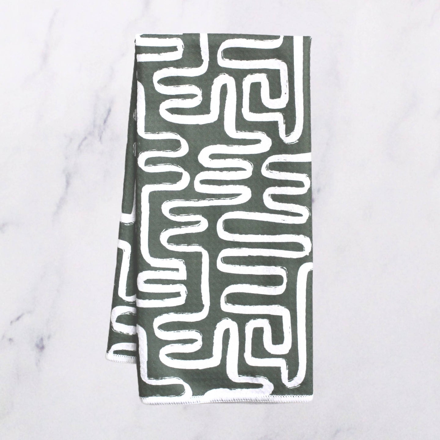Green Maze Dish Towel - 16''x24'': Folded Packaging