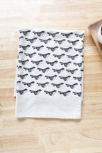 Load image into Gallery viewer, Bird Kitchen Towel, Handprinted Bird Tea Towel: Black on Natural
