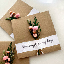 Load image into Gallery viewer, CA Studios - You Brighten My Day Pink Mini Dried Floral Bouquet Card
