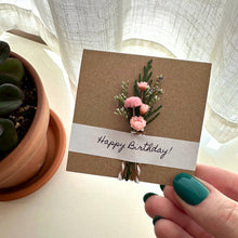 Load image into Gallery viewer, CA Studios - Happy Birthday Mini Pink Dried Floral Bouquet Card
