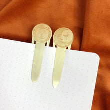 Load image into Gallery viewer, Rainbow Vision LLC - Sun and Moon Brass Bookmark Paper Clips
