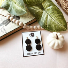 Load image into Gallery viewer, Museology Co. - Mary- Geometric Dangle Earrings: Speckled gray blue
