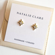 Load image into Gallery viewer, Natalie Clare Collections - Compass Star Stud Earrings: Clear
