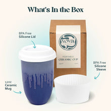 Load image into Gallery viewer, Nova Ceramics Travel Mugs - Neptune Ceramic Travel Mug – 12oz with Lid &amp; Sleeve
