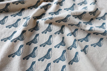 Load image into Gallery viewer, Bird Kitchen Towel, Handprinted Bird Tea Towel: Black on Natural

