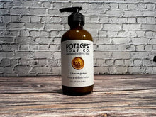 Load image into Gallery viewer, Potager Soap Company - Lemongrass Hand and Body Lotion 8 oz Glass Bottle
