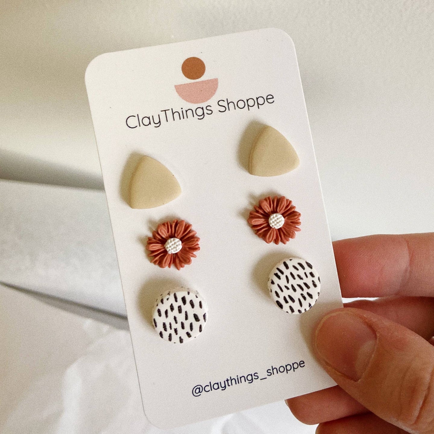 Daisy and Dots, Polymer Clay Earrings