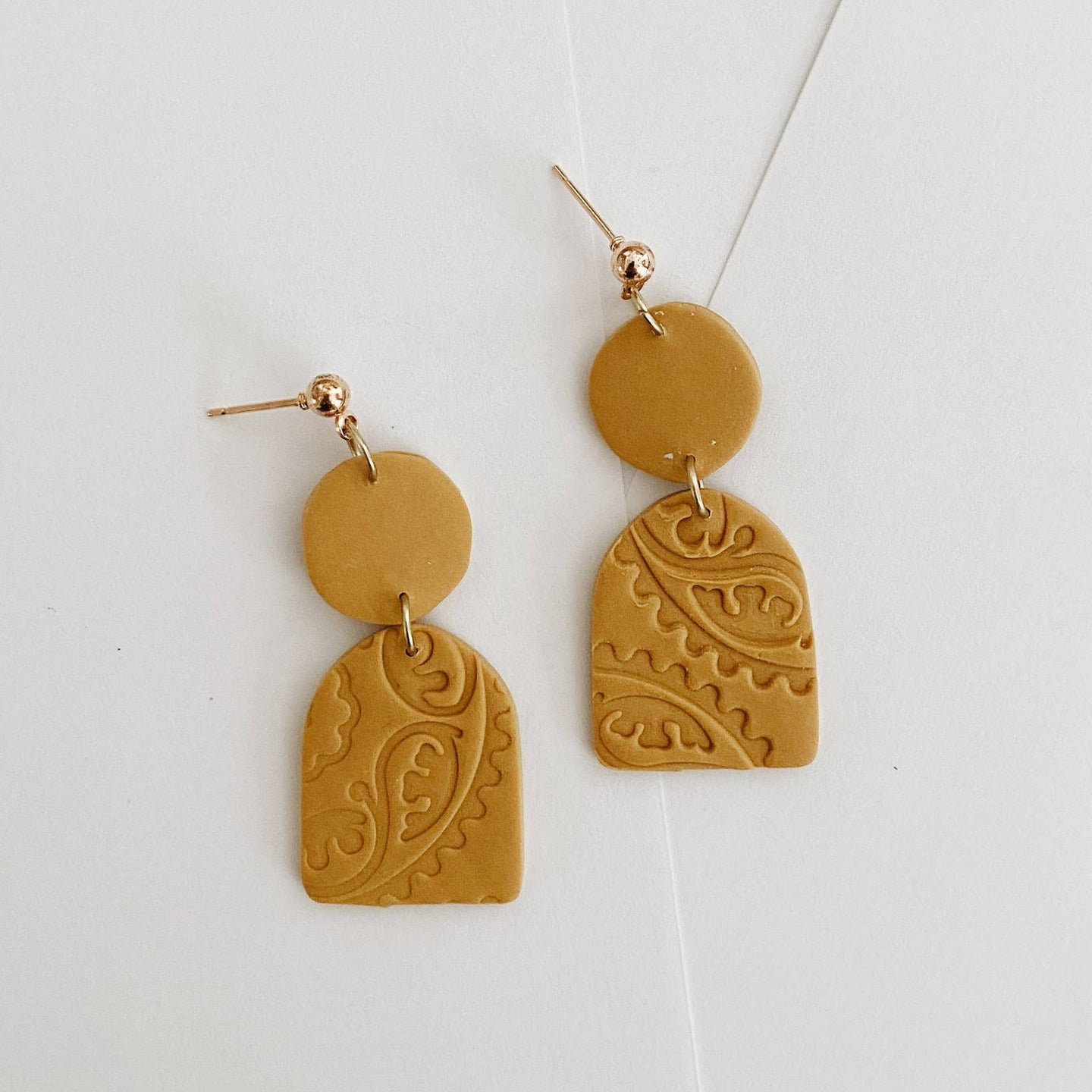 ClayThings Shoppe - Mia in Mustard, Fall Earrings, Polymer Clay Earrings