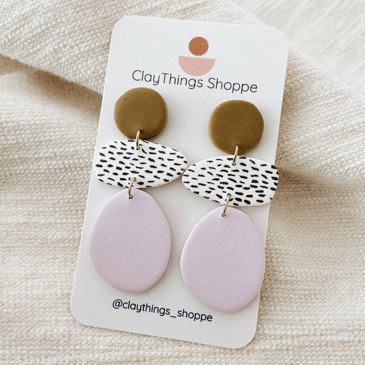 Penelope in Latte&Lavender, Polymer Clay Earrings