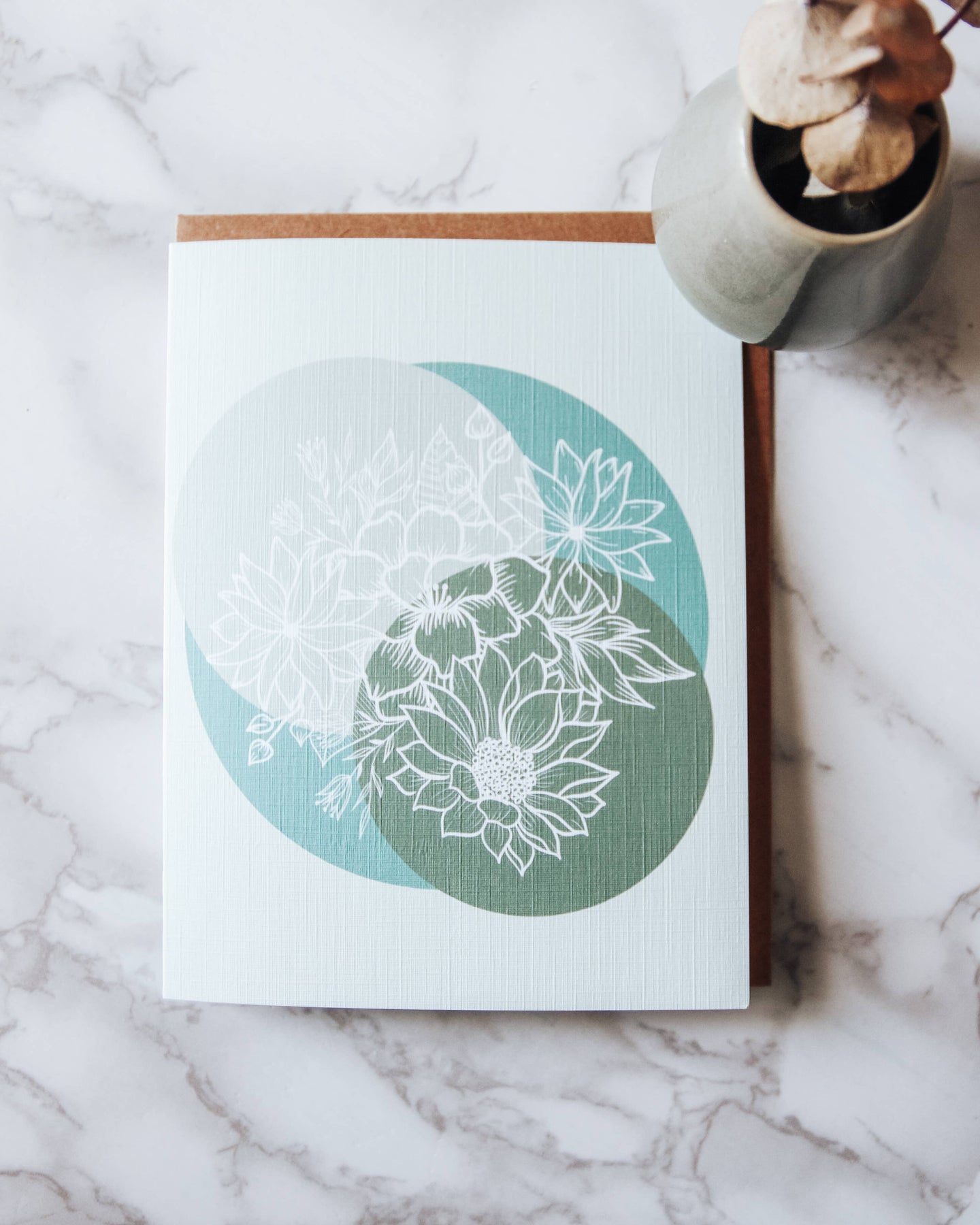 Green Abstract Floral Bouquet Greeting Card