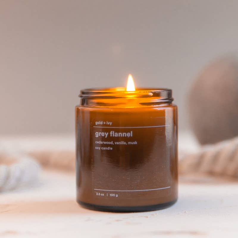 grey flannel soy candle - mini 3.5 oz.
