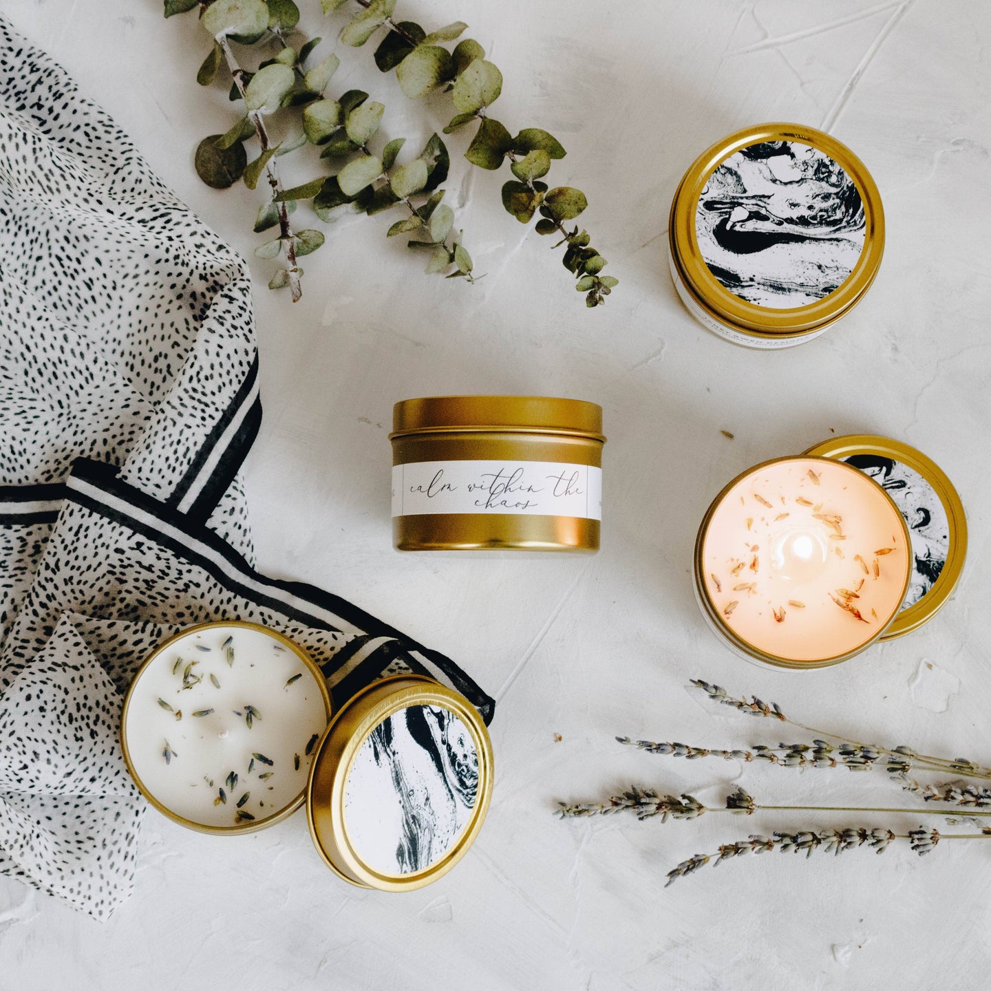 Calm Within The Chaos Gold Coconut Soy Travel Tin