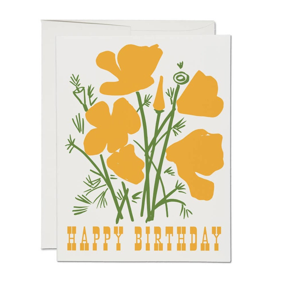 California Poppy birthday greeting card