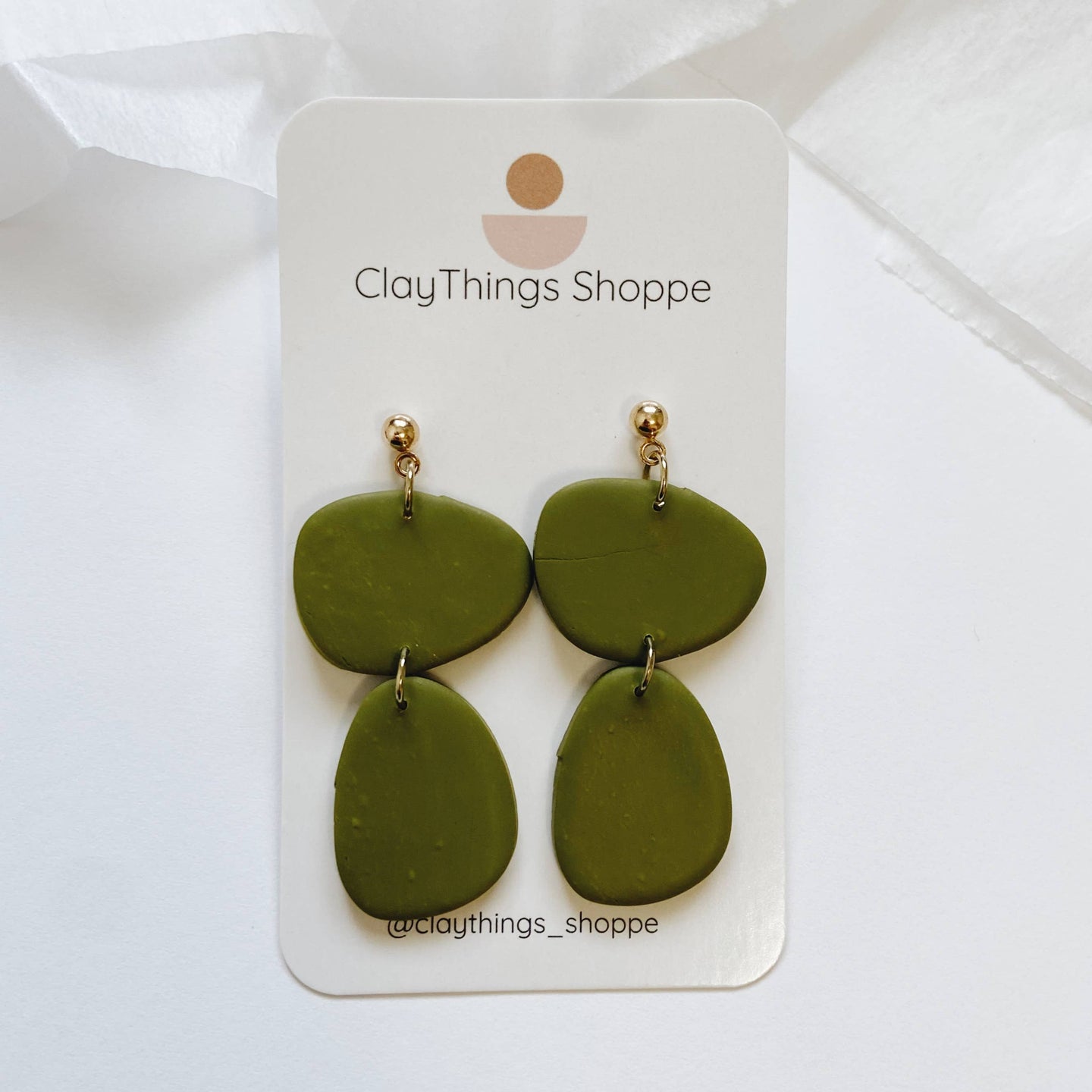 Halle in Olive, Polymer Clay Earrings