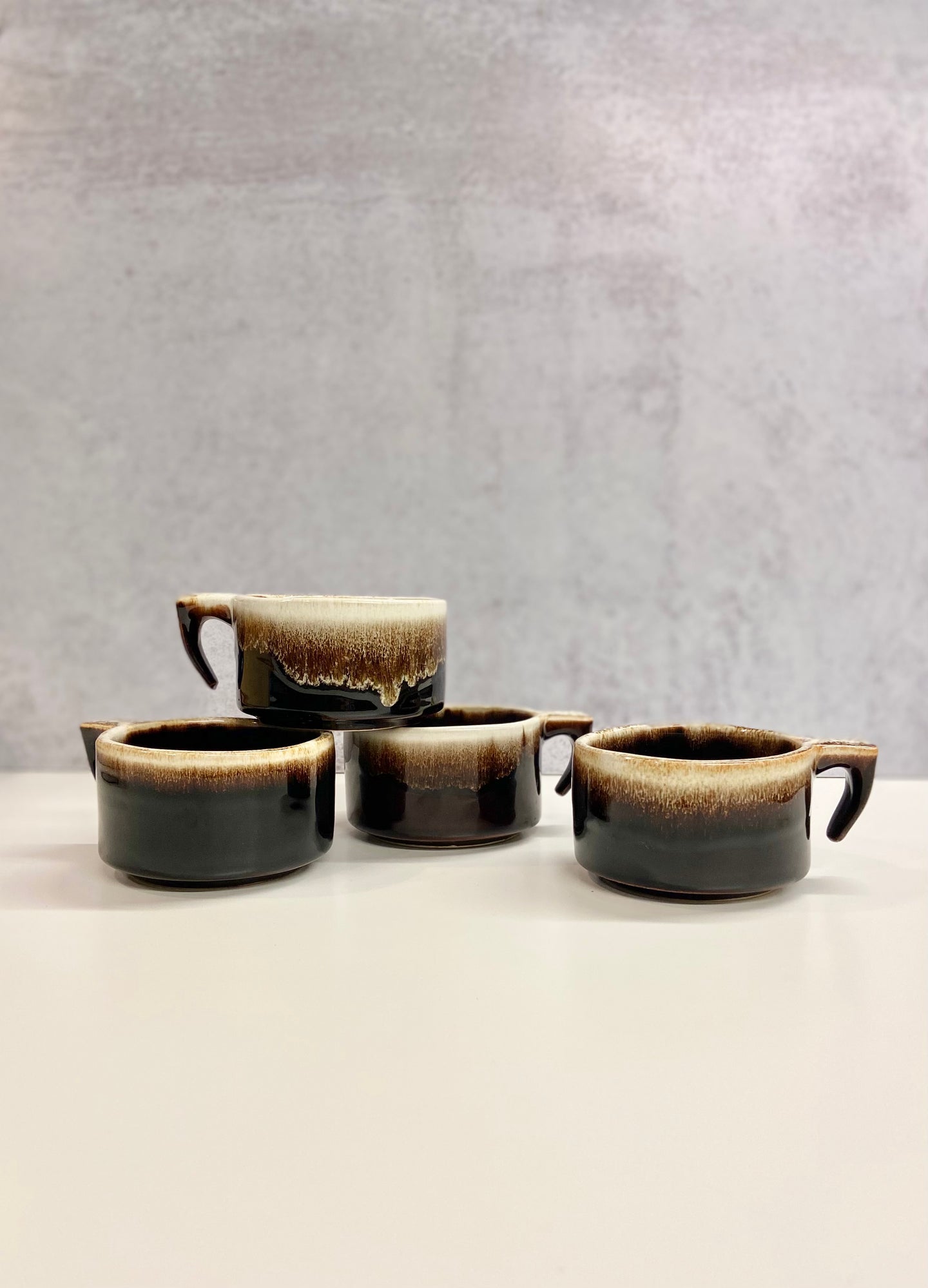 Set of Four Pfaltzgraff Drip Glaze Mugs