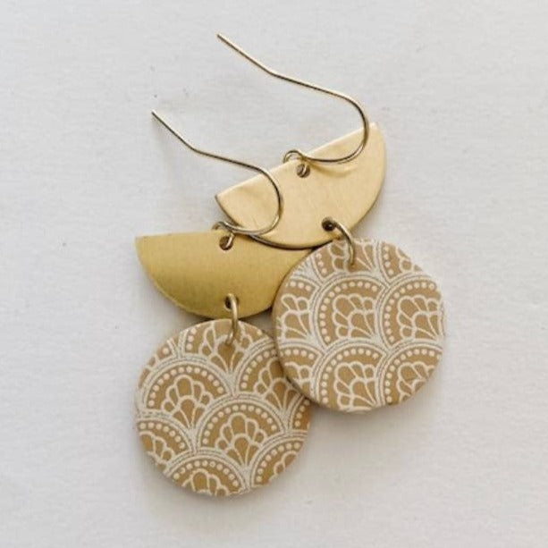 Cece in Mustard, Art Deco Clay Earrings, Clay Earrings