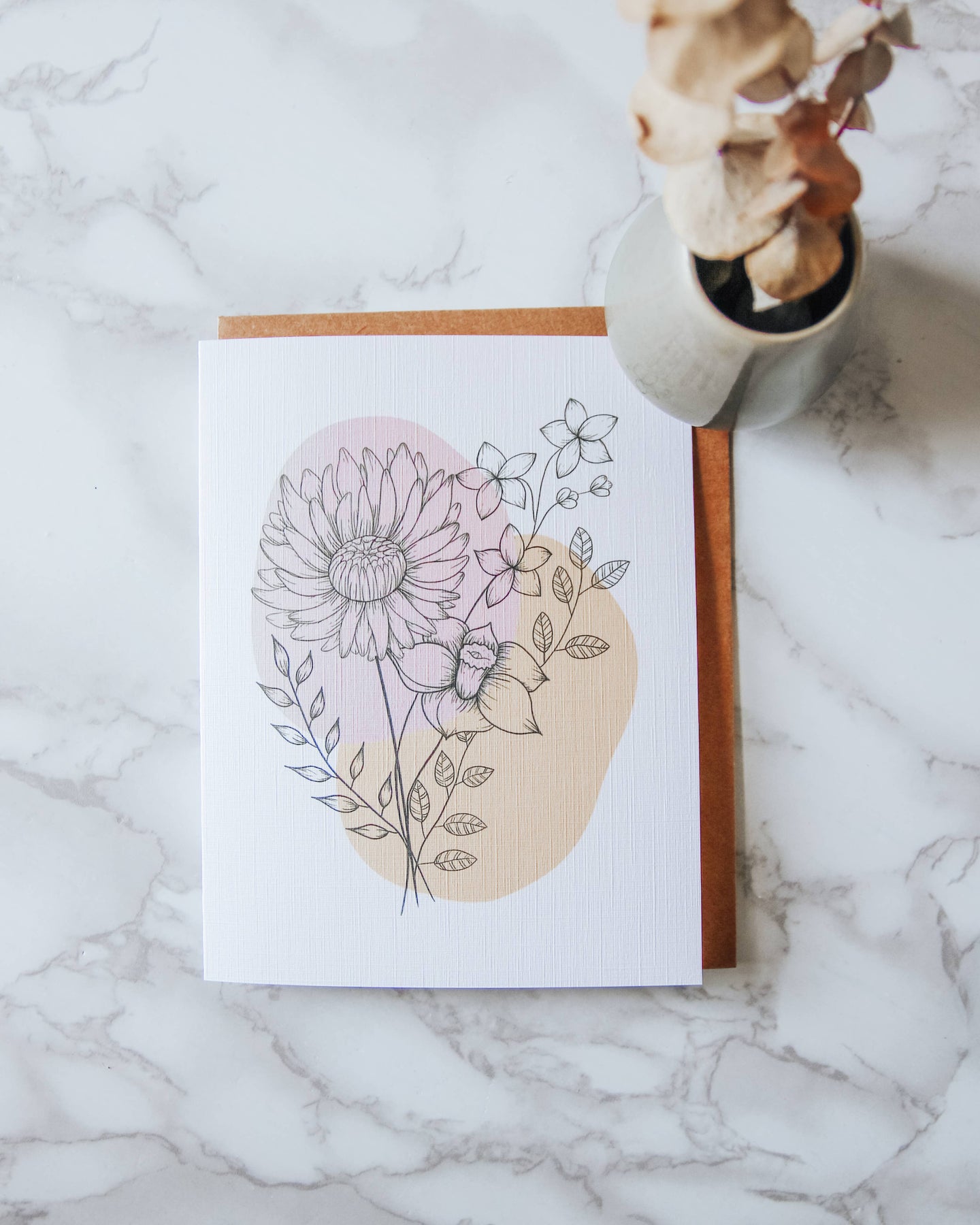 Pink Abstract Floral Bouquet Greeting Card