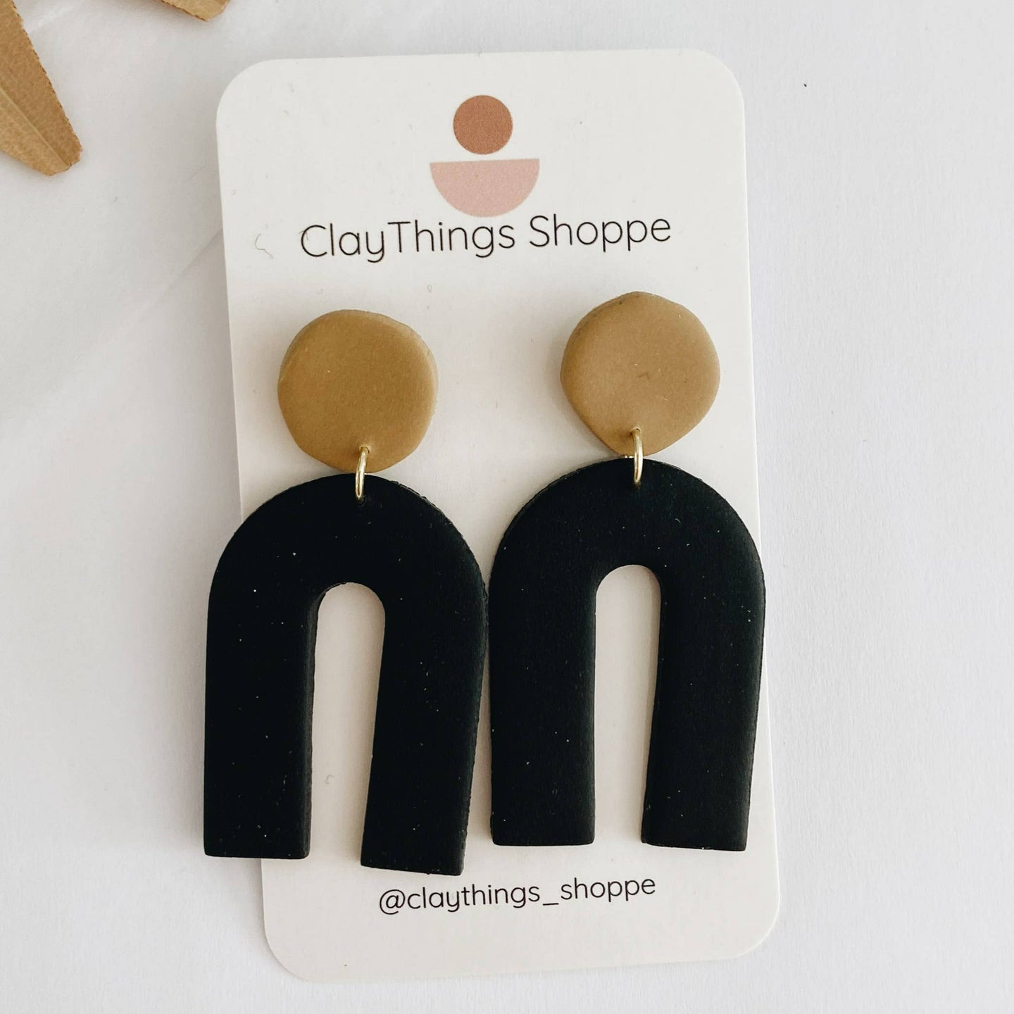 Neutral Clay Earrings, Clay Earrings, Arch Earrings