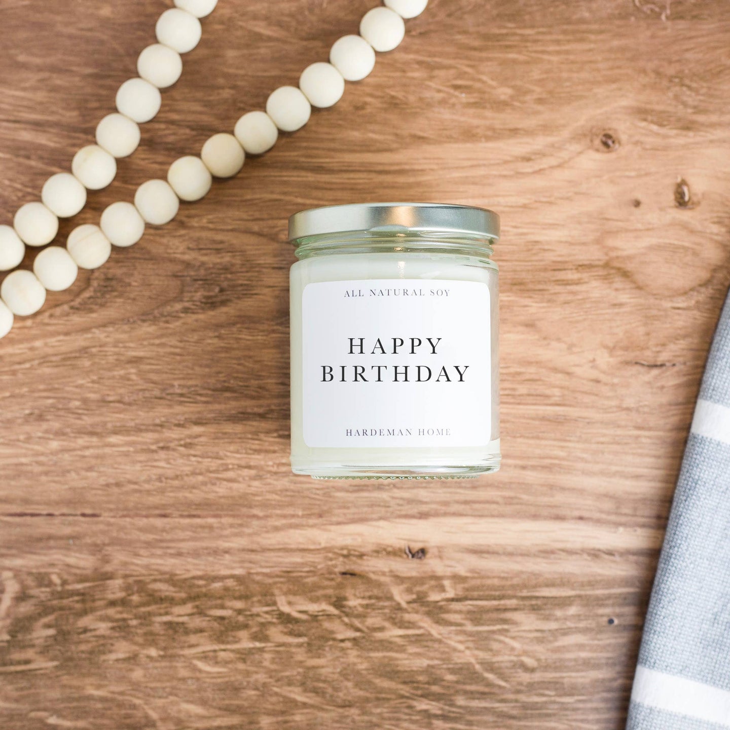 Happy Birthday Soy Candle | Clear