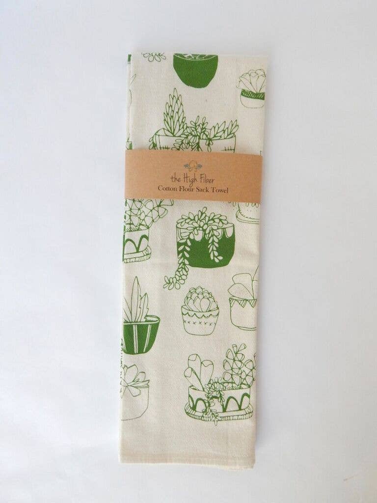 Succulents Kitchen Towel, Green