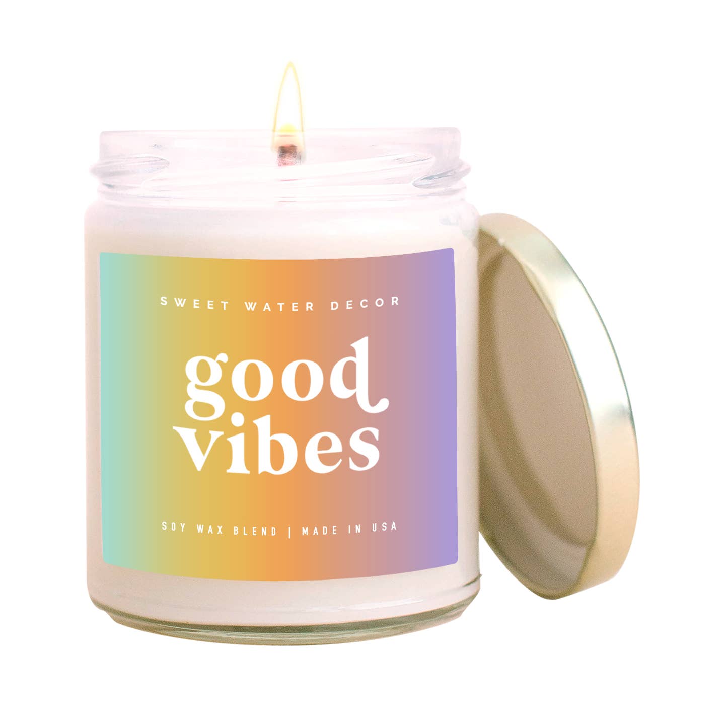 Sweet Water Decor - Good Vibes Soy Candle - Clear Jar - Rainbow - 9 oz